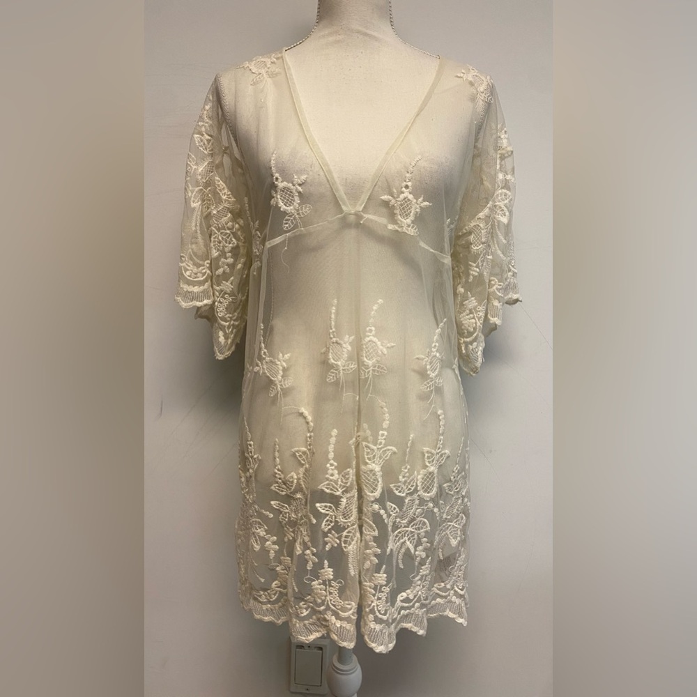 Topshop Sheer Open Tunic Top Size Medium